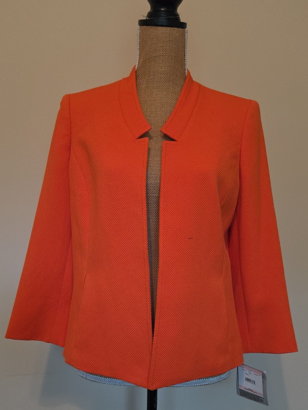 Kasper Open-Front Orange Textured Blazer